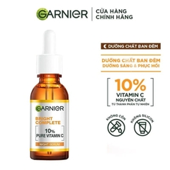 Serum Garnier Tinh Chất Dưỡng Sáng Da, Mờ Thâm Ban Đêm 10% Vitamin C - Bright Complete Overnight Serum 30ml