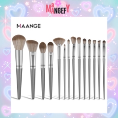 MAANGE - Bộ 14 Cọ Trang Điểm Kèm Bao Da 1414 (Màu Bạc)