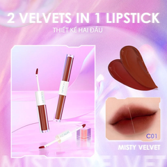 Son Kem Lì FOCALLURE Hai Đầu Son Siêu Nhẹ Mượt Không Bết Dính Multicolor 2-in-1 Lipstick & Lip Gloss FA327 2.3g*2