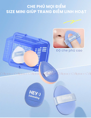 H-9049 - Hộp Set 5 Bông Phấn Mini Xỏ Ngón HEY Kèm Giỏ Đựng Xinh Xắn