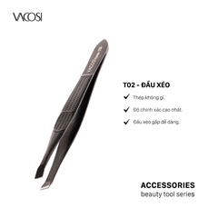T02 - Nhíp Đầu Xéo VACOSI Slanted Tweezers (Màu Đen)