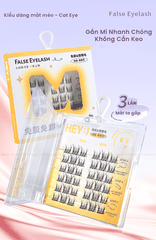 H-9076 - Mi Giả Từng Cụm HEY Tự Dính Không Dùng Keo, Phong Cách Mắt Mèo