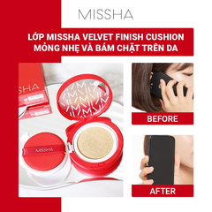 Cushion MISSHA Kiềm Dầu Che Phủ Cao Velvet Finish SPF50+/PA+++ 15g (Đỏ)