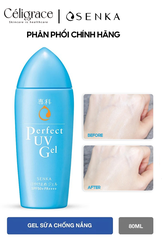 Gel Sữa Chống Nắng Senka Ẩm Mượt Cho Da Khô Perfect UV Gel SPF50/PA++++ 80ml