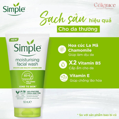 Sữa Rửa Mặt Simple Dưỡng Ẩm Cho Da Khỏe Và Mịn Màng Moisturising Facial Wash 150ml (Xanh Lá)