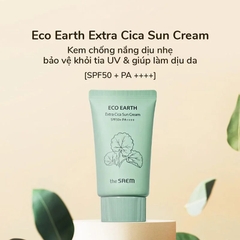 Kem Chống Nắng Nâng Tông, Cân Bằng Ẩm, Chiết Xuất Rau Má THE SAEM Eco Earth Extra Cica Sun Cream SPF50+/PA++++ 50g