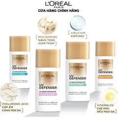 Kem Chống Nắng L'OREAL Mịn Nhẹ, Bảo Vệ Da, Ngăn Ngừa Lão Hóa UV Defender Serum Protector SPF 50+/PA++++ 50ml