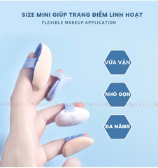 H-9049 - Hộp Set 5 Bông Phấn Mini Xỏ Ngón HEY Kèm Giỏ Đựng Xinh Xắn