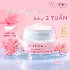 Kem Dưỡng Senka Sáng Da Chống Nắng Ban Ngày Aqua Bright Glow UV Moist Whip SPF25 PA++++ 50g
