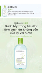 Nước Tẩy Trang Bioderma Dành Cho Da Dầu & Hỗn Hợp Sébium H2O (Nắp Xanh Lá)