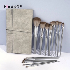 MAANGE - Bộ 14 Cọ Trang Điểm Kèm Bao Da 1414 (Màu Bạc)