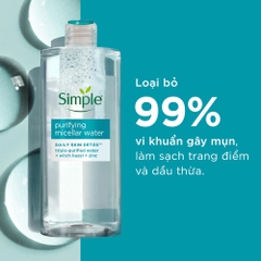 Nước Tẩy Trang Simple Cho Da Dầu Mụn Purifying Micellar Water 400ml