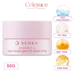 Kem Dưỡng Senka Sáng Da Chống Nắng Ban Ngày Aqua Bright Glow UV Moist Whip SPF25 PA++++ 50g