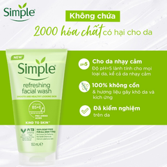 Sữa Rửa Mặt Simple Dịu Nhẹ, Dành Cho Da Nhạy Cảm Kind To Skin Refreshing Facial Wash 150ml (Gel)