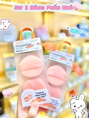 H-9009 - Set 2 Bông Phấn Khô HEY Kèm Hộp Đựng Powder Puff 41g (Cam)