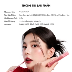 Son Kem Nhung, Mịn Lì Colorkey Airy Velvet Lip Lacquer 2.5g (Phiên Bản Mới)
