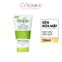 Sữa Rửa Mặt Simple Dưỡng Ẩm Cho Da Khỏe Và Mịn Màng Moisturising Facial Wash 150ml (Xanh Lá)