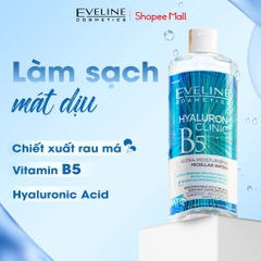 Nước Tẩy Trang Eveline Cấp Ẩm Hyaluron Clinic B5 Ultra-Moisturising Micellar Water 500ml