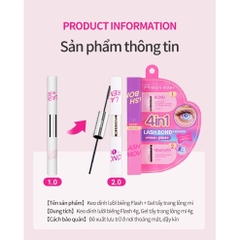 Keo Dán Mi MLEN DIARY 2 Đầu Chải Dạng Mascara 4IN1 Kết Hợp Dung Dịch Tẩy Keo 8g