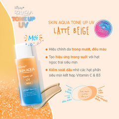 Sữa Chống Nắng Sunplay SKIN AQUA Hiệu Chỉnh Sắc Da Tone Up UV Latte Beige Milk SPF50+ PA++++ 50g (Cam-Chai)