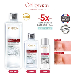 Nước Tẩy Trang L'OREAL Làm Sạch Sâu Cho Da Dầu Revitalift Crystal Purifying Micellar Water (Nắp Xám)