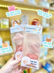 H-9012 - Set 2 Bông Mút Khô Và Ướt Dày HEY Bo Tròn 4 Góc Powder Puff 19g