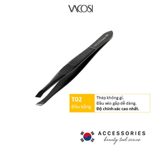 T02 - Nhíp Đầu Xéo VACOSI Slanted Tweezers (Màu Đen)