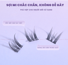 H-9076 - Mi Giả Từng Cụm HEY Tự Dính Không Dùng Keo, Phong Cách Mắt Mèo