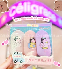 CM-2331 - Set 3 Tuýp Chiết Mỹ Phẩm, Dầu Gội, Sữa Tắm Du Lịch TTR 60mlx3