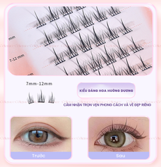 H-9077 - Mi Giả Từng Cụm HEY Tự Dính Không Dùng Keo, Phong Cách Hoa Hướng Dương (Cam)