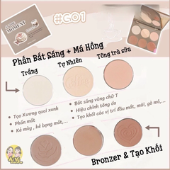 Bảng Tạo Khối - Bắt Sáng - Má Hồng 3in1 GOGO TALES 6 Ô Nude Light Shadow Highlight Contour Disc 16.8g