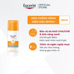 Kem Chống Nắng Eucerin Kiềm Dầu & Ngừa Mụn Sun Dry Touch Acne Oil Control SPF 50+ 50ml
