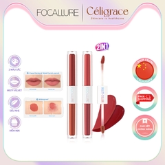 Son Kem Lì FOCALLURE Hai Đầu Son Siêu Nhẹ Mượt Không Bết Dính Multicolor 2-in-1 Lipstick & Lip Gloss FA327 2.3g*2