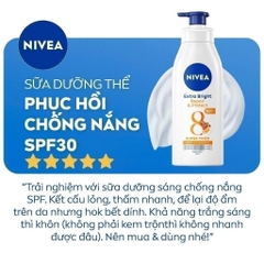 Sữa Dưỡng Thể Hỗ Trợ Dưỡng Sáng, Giúp Da Đàn Hồi, Căng Mịn Nivea Extra Bright Body Lotion