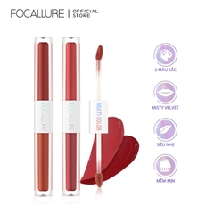 Son Kem Lì FOCALLURE Hai Đầu Son Siêu Nhẹ Mượt Không Bết Dính Multicolor 2-in-1 Lipstick & Lip Gloss FA327 2.3g*2