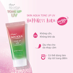 Tinh Chất Chống Nắng Sunplay SKIN AQUA Hiệu Chỉnh Sắc Da Tone Up UV Essence Happiness Aura - Rose SPF 50+/Pa++++ 50g (Hồng-Tuýp)