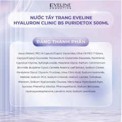 Nước Tẩy Trang Eveline Cấp Ẩm Hyaluron Clinic B5 Ultra-Moisturising Micellar Water 500ml