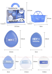 H-9049 - Hộp Set 5 Bông Phấn Mini Xỏ Ngón HEY Kèm Giỏ Đựng Xinh Xắn