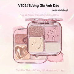 Bảng Phấn Bắt Sáng Và Highlight VEECCI 4 Ô Tự Nhiên Lâu Trôi 9g