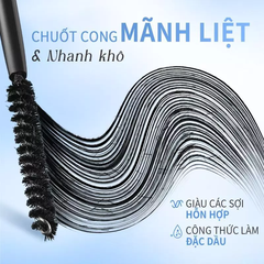 Mascara FOCALLURE Siêu Mịn 2mm Chống Thấm Nước Có Lược Chải Mi Làm Cong LE01 (Xanh)