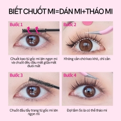 Keo Dán Mi MLEN DIARY 2 Đầu Chải Dạng Mascara 4IN1 Kết Hợp Dung Dịch Tẩy Keo 8g