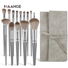 MAANGE - Bộ 14 Cọ Trang Điểm Kèm Bao Da 1414 (Màu Bạc)