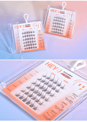 H-9077 - Mi Giả Từng Cụm HEY Tự Dính Không Dùng Keo, Phong Cách Hoa Hướng Dương (Cam)