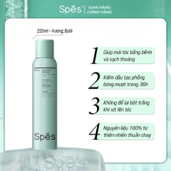 Dầu Gội Đầu Khô Phiên Bản Nâng Cấp Thêm Dầu Keratin & Arginine Kiểm Soát Dầu Spes Washing-Free Hair Spray 220ml