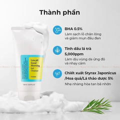 Gel Rửa Mặt Cosrx Tràm Trà, 0.5% BHA Có Độ pH Thấp Low pH Good Morning Gel Cleanser 150ml