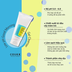 Gel Rửa Mặt Cosrx Tràm Trà, 0.5% BHA Có Độ pH Thấp Low pH Good Morning Gel Cleanser 150ml