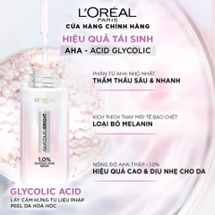 Serum L'OREAL Dưỡng Sáng Và Mờ Thâm Nám Glycolic-Bright Instant Glowing Serum 1.0% Glycolic Acid 30ml