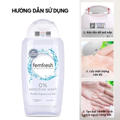 Dung Dịch Vệ Sinh Phụ Nữ Femfresh Cao Cấp Da Nhạy Cảm 0% Sensitive Intimate Wash 250ml (Xám)