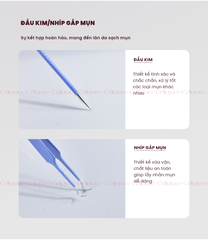 H-9004 - Set Dụng Cụ Nặn Mụn HEY Chuyên Dụng Kèm Hộp Đựng Acne Needle 30g (2 Cây - Xanh)