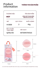 H-9009 - Set 2 Bông Phấn Khô HEY Kèm Hộp Đựng Powder Puff 41g (Cam)